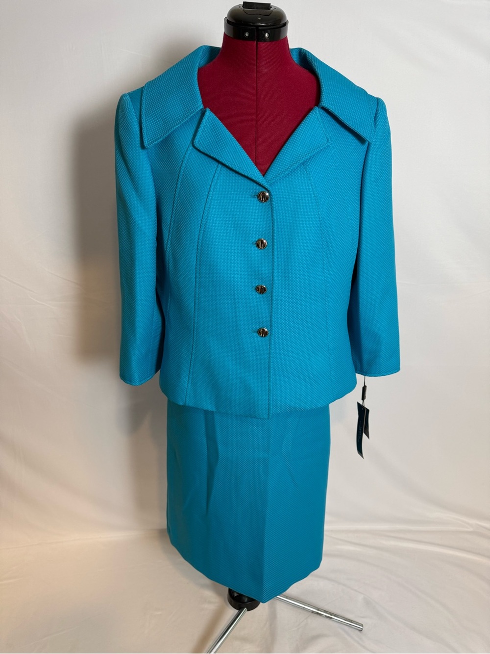 NWT Tahari ASL Skirt Suit Size 14 Turquoise 2-Piece Set Blazer & Skirt